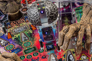 The playfield of the Stern Guardians Pro pinball machine