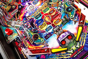 The playfield of the Stern Guardians Pro pinball machine