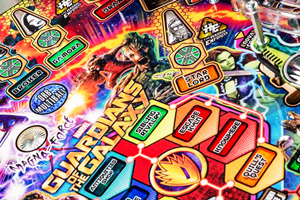 The playfield on the Guardians of the Galaxy pinball machine