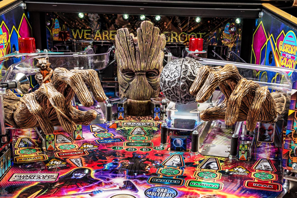 Part of the playfield on the Stern Guardians Premium pinball machine