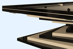 Closeup of the Harmani pool table