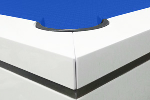 The pocket of the Harmani pool table