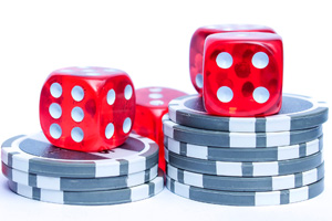 Chips and dice for playing cards