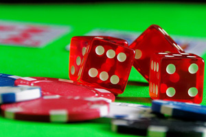 Poker chips on a table
