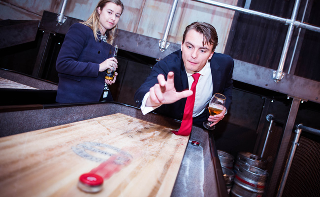 A game of shuffleboard