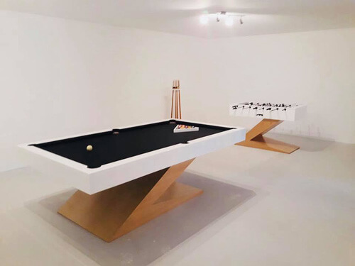 The Zen football table and pool table together