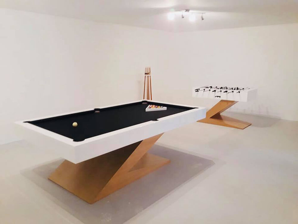 The Zen football table and pool table together