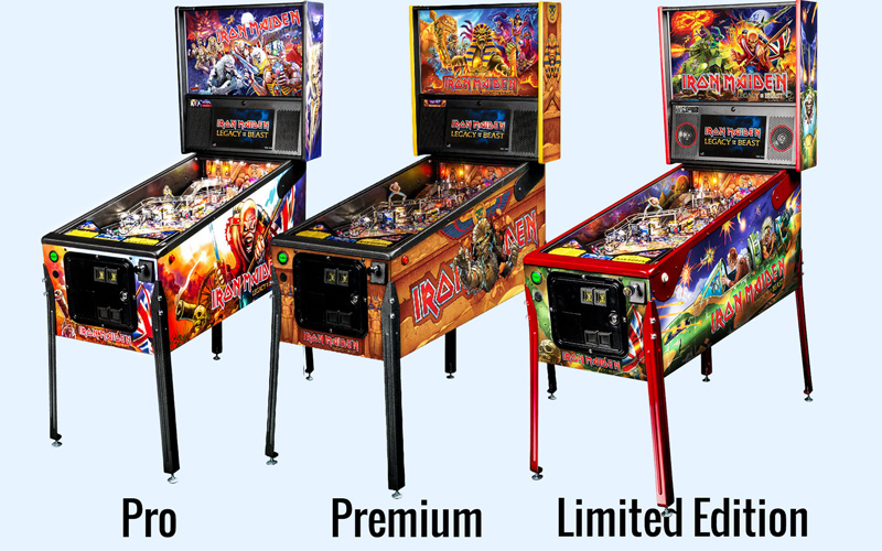 All three models of the Stern Iron Maiden Pinball Machine