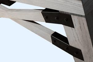 The leg braces on the Rustic shuffleboard table