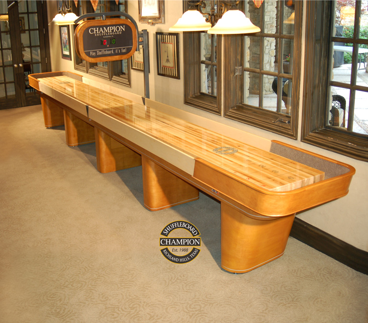 The Capri shuffleboard installed in a home