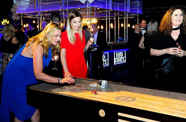 A game of shuffleboard