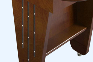 The leg braces on the Rustic shuffleboard table