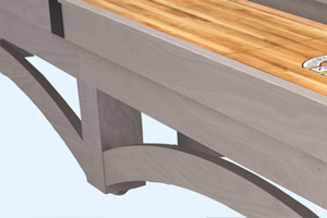 The leg braces on the Rustic shuffleboard table