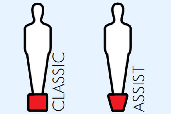Different foosball player foot styles