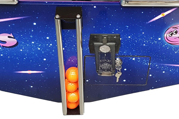 Coin mech on the Crazy Comets game