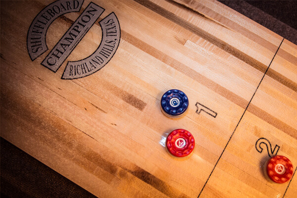 A shuffleboard playfield