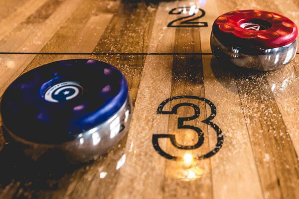 A shuffleboard playfield