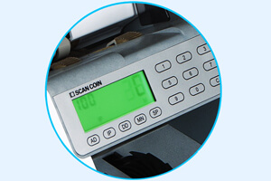 The screen on the SC 1600 note counter
