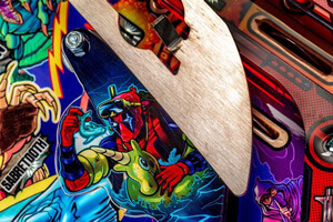 Detail of the Deadpool LE pinball playfield