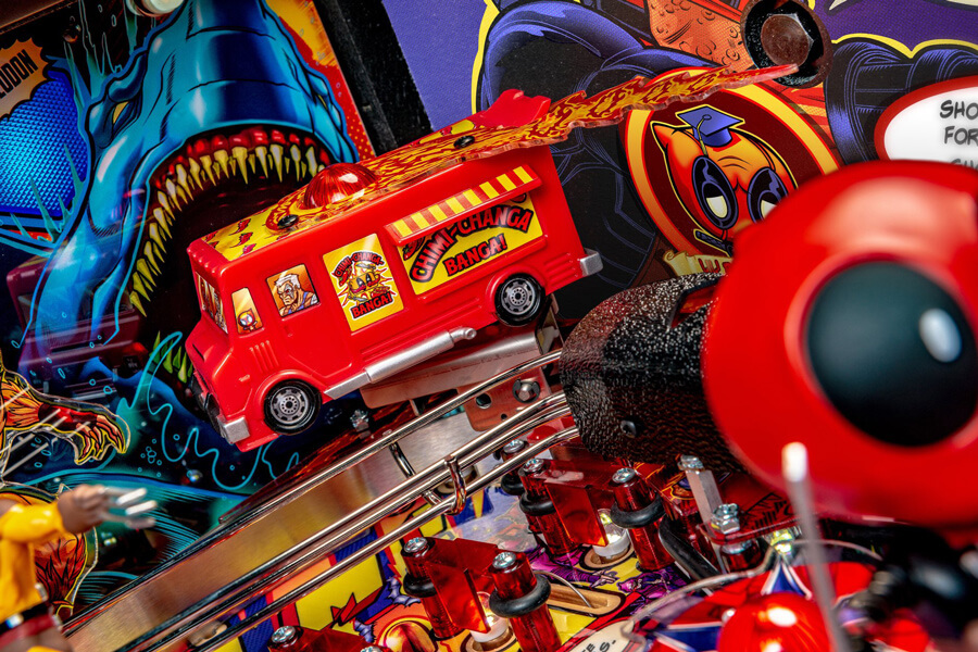 Detail of the Deadpool LE pinball playfield