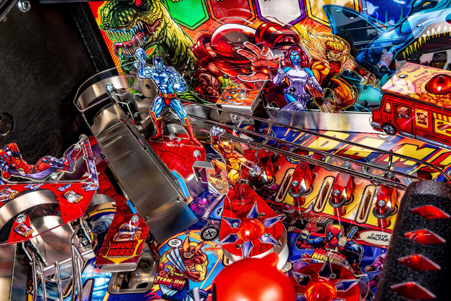 Detail of the Deadpool Pro pinball playfield
