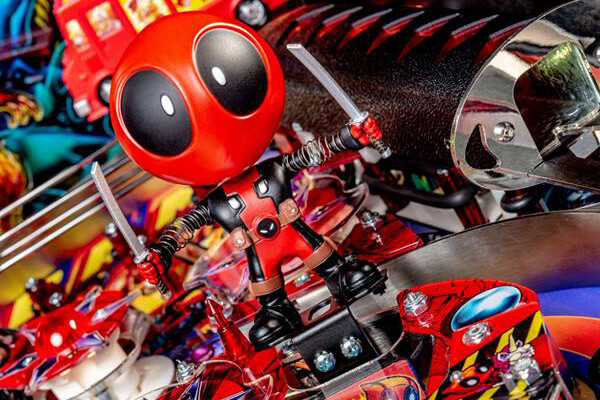 Detail of the Deadpool Premium pinball playfield
