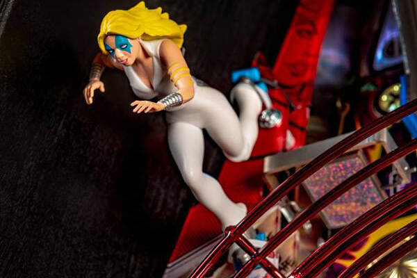 Detail of the Deadpool Premium pinball playfield