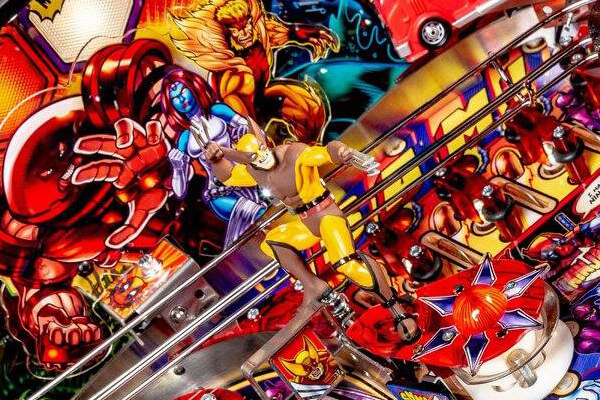 Detail of the Deadpool Premium pinball playfield