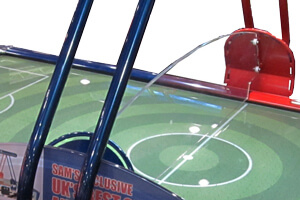 The screen on the Fast Soccer air hockey table