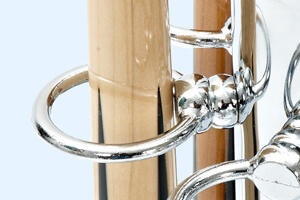 Detail of the Chrome Tower cue rack