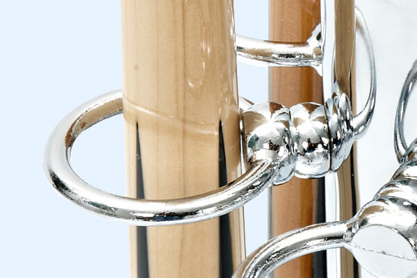 Detail of the Chrome Tower cue rack