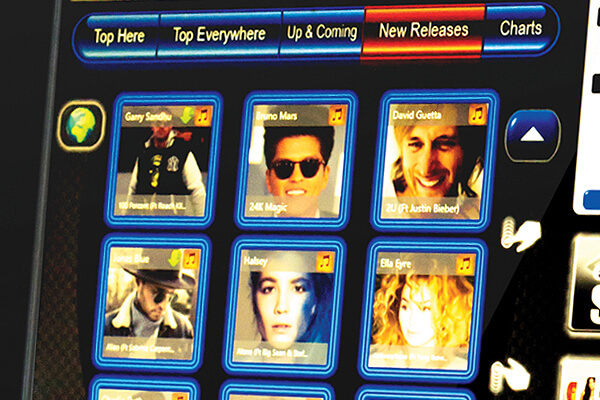 The touchscreen on the Lightning jukebox