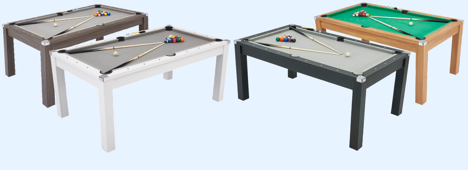 Four colours of the Pureline dining pool table
