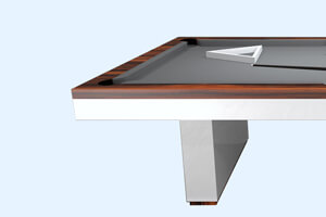 The side of a Lisbon Slate Bed Pool Table
