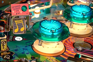 The playfield of the Beatles Gold pinball machine