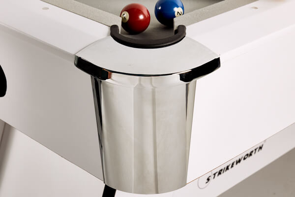 Protective corner caps on the Lynx Pro pool table