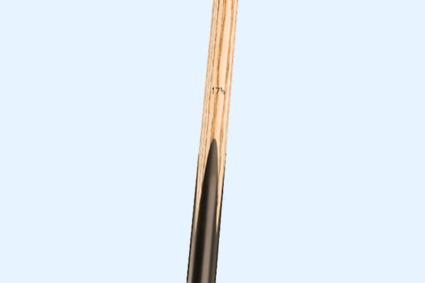 A close up shot of a Peradon Joe Davis 3/4 Jointed Snooker Cue