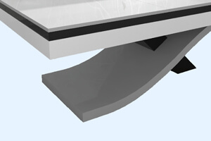 The legs of the Flow Slate Bed Pool Table