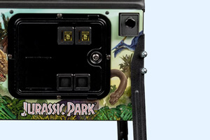 The front of a Stern Jurassic Park Pro pinball machine