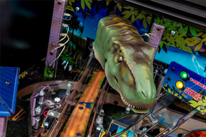 A close up shot of the Stern Jurassic Park Premium pinball machine