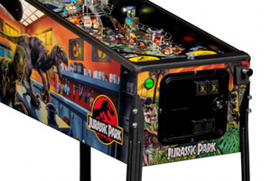 A side shot of the Stern Jurassic Park Premium pinball machine