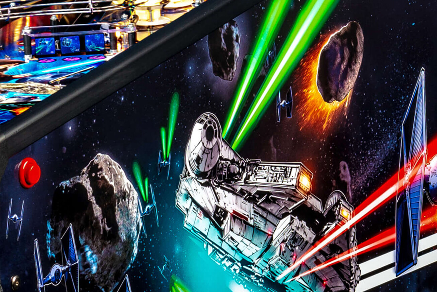 The side of the Stern Star Wars Pin pinball machine