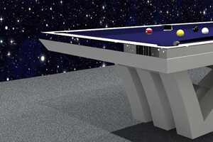 The corner of a Stellar Slate Bed Pool table