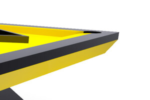 The corner of a Dozer Slate Bed Pool table
