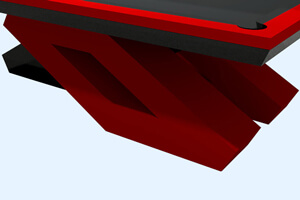 The legs of the Dozer Slate Bed Pool table