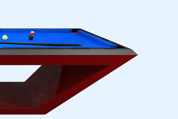 The side of a Rameses Slate Bed Pool table
