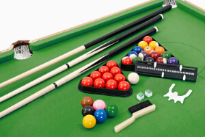 Accessories supplied with the Pureline folding snooker table.