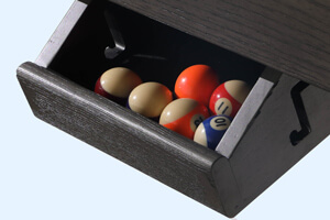 The ball drawer on the Lux Grey pool and dining table.