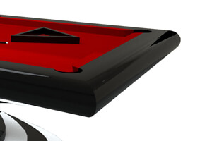 The corner of an Everest Slate Bed Pool table