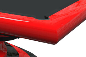 A close up shot of the pocket on an Everest Slate Bed Pool table